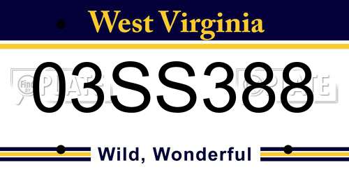 03SS388 West Virginia License Plate