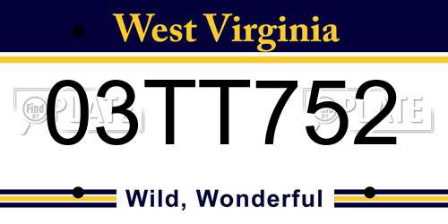 03TT752 West Virginia License Plate