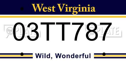 03TT787 West Virginia License Plate