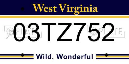 03TZ752 West Virginia License Plate