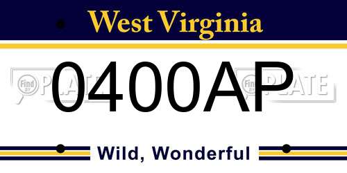 0400AP West Virginia License Plate