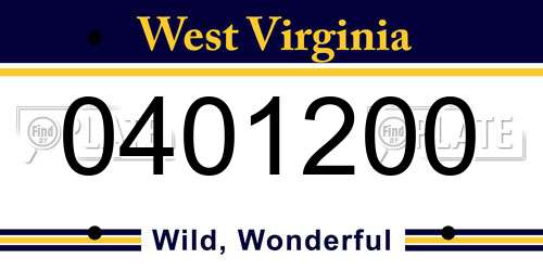 0401200 West Virginia License Plate
