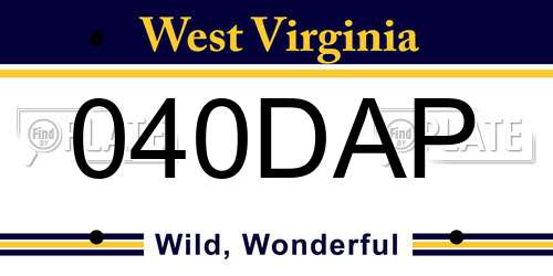 040DAP West Virginia License Plate