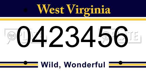 0423456 West Virginia License Plate