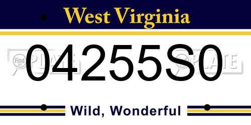 04255S0 West Virginia License Plate