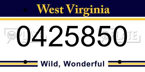 0425850 West Virginia License Plate