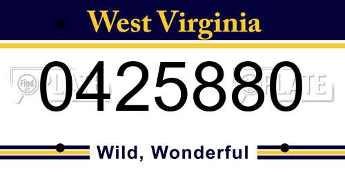 0425880 West Virginia License Plate