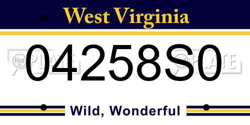 04258S0 West Virginia License Plate