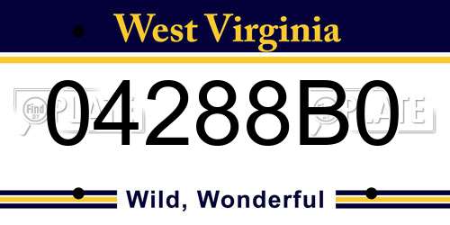 04288B0 West Virginia License Plate