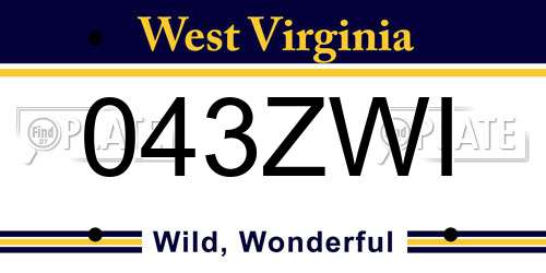 043ZWI West Virginia License Plate