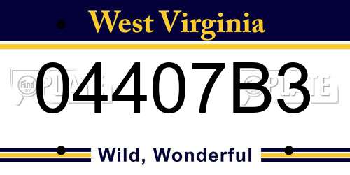 04407B3 West Virginia License Plate