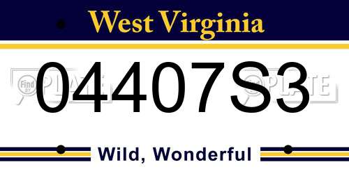 04407S3 West Virginia License Plate