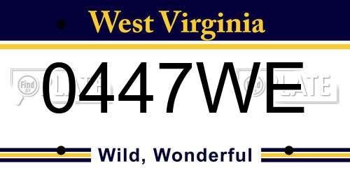 0447WE West Virginia License Plate
