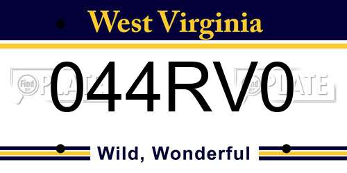 044RV0 West Virginia License Plate