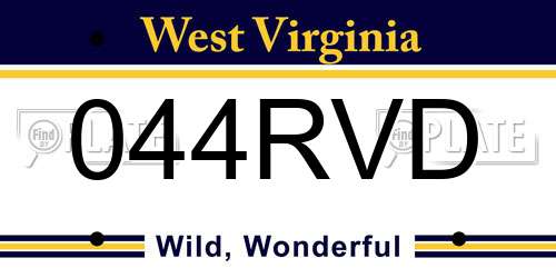 044RVD West Virginia License Plate