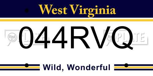 044RVQ West Virginia License Plate