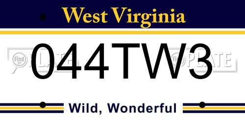 044TW3 West Virginia License Plate