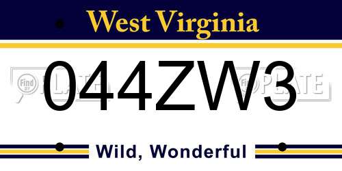 044ZW3 West Virginia License Plate