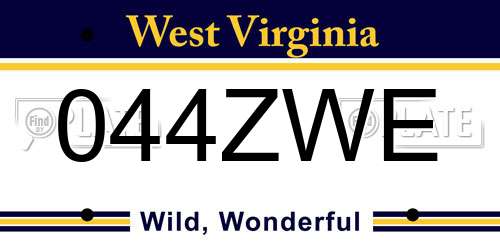 044ZWE West Virginia License Plate