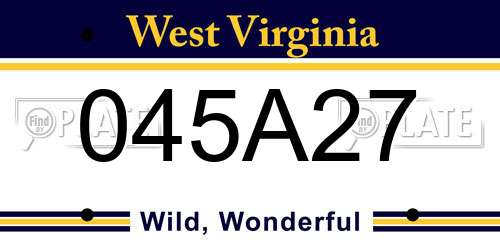 045A27 West Virginia License Plate