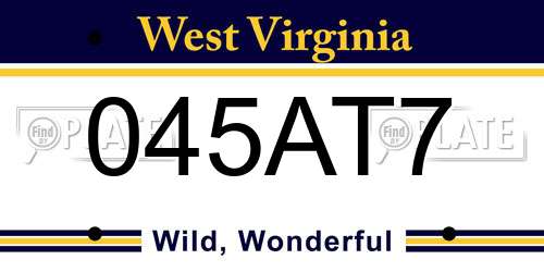 045AT7 West Virginia License Plate