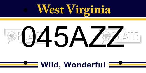 045AZZ West Virginia License Plate