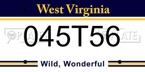 045T56 West Virginia License Plate