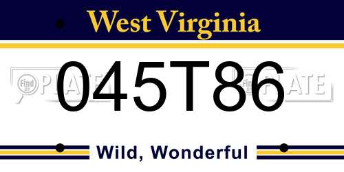 045T86 West Virginia License Plate