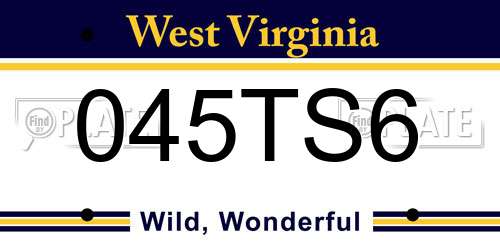 045TS6 West Virginia License Plate