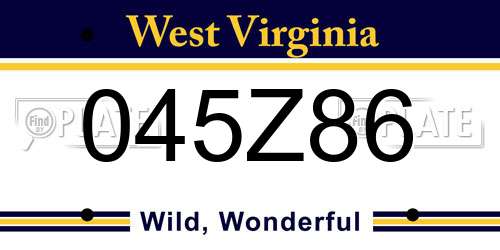 045Z86 West Virginia License Plate
