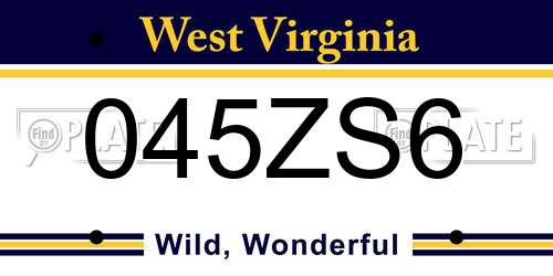 045ZS6 West Virginia License Plate