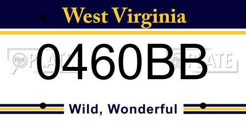 0460BB West Virginia License Plate