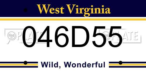 046D55 West Virginia License Plate