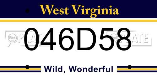 046D58 West Virginia License Plate