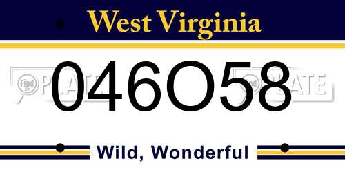 046O58 West Virginia License Plate