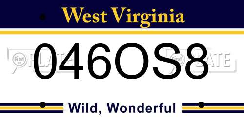 046OS8 West Virginia License Plate