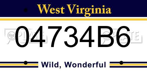 04734B6 West Virginia License Plate