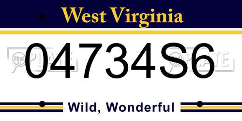 04734S6 West Virginia License Plate