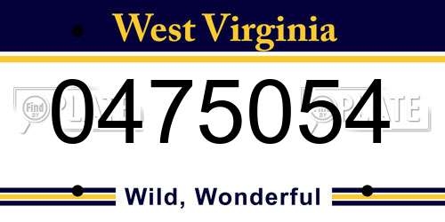 0475054 West Virginia License Plate