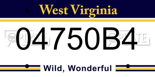04750B4 West Virginia License Plate