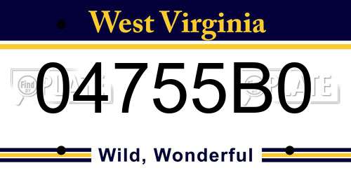 04755B0 West Virginia License Plate