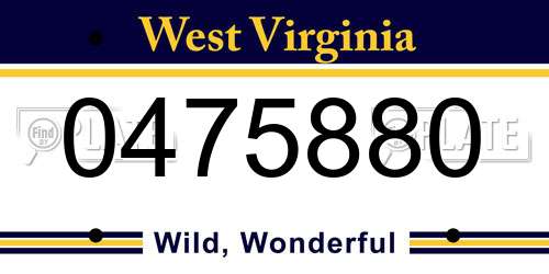 0475880 West Virginia License Plate