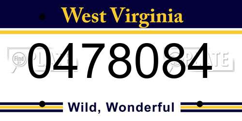 0478084 West Virginia License Plate
