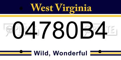 04780B4 West Virginia License Plate
