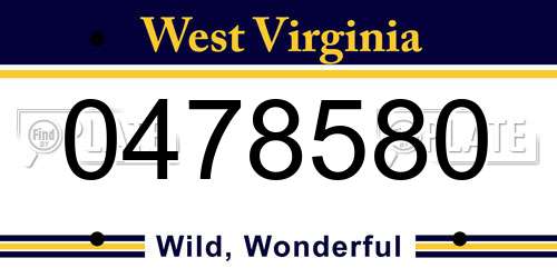 0478580 West Virginia License Plate