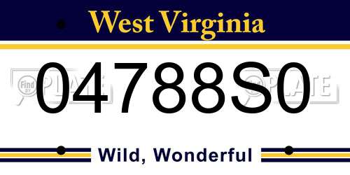 04788S0 West Virginia License Plate
