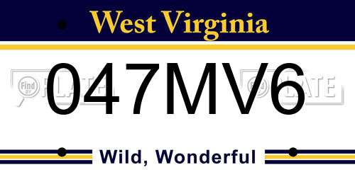 047MV6 West Virginia License Plate