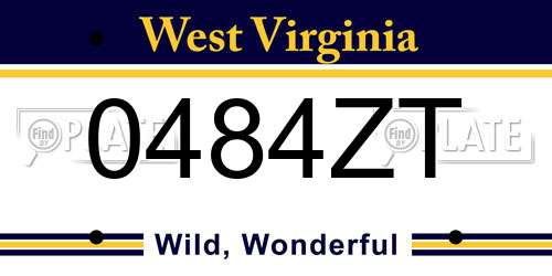 0484ZT West Virginia License Plate
