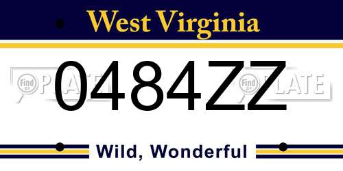 0484ZZ West Virginia License Plate