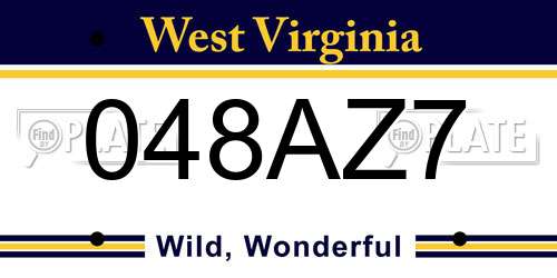 048AZ7 West Virginia License Plate